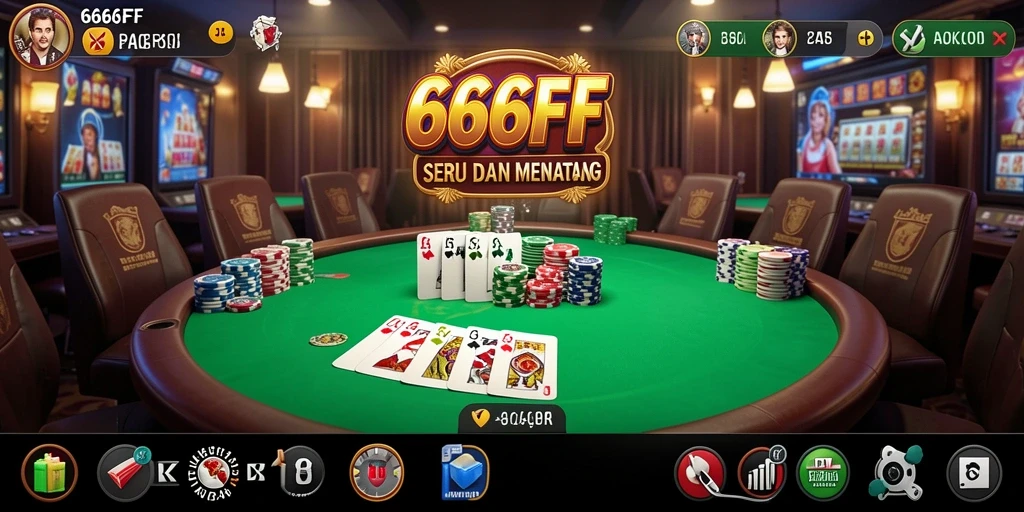 Screenshot menampilkan antarmuka gameplay menarik 666FF yang penuh strategi Poker.