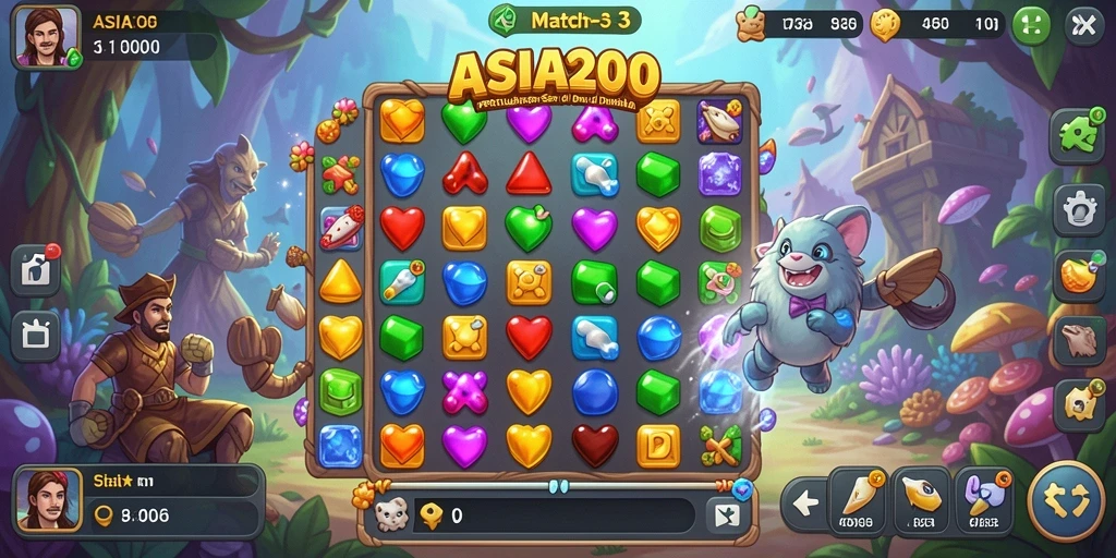 Gameplay seru ASIA200 dengan tantangan Match-3 yang menyenangkan.