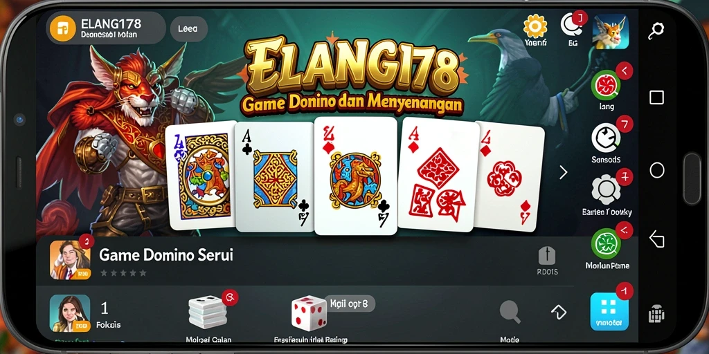 Tampilan gameplay seru di ELANG178 dengan suasana permainan Domino.