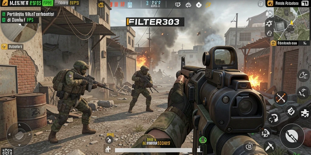 Screenshot FILTER303 menampilkan aksi menegangkan dalam gameplay FPS.