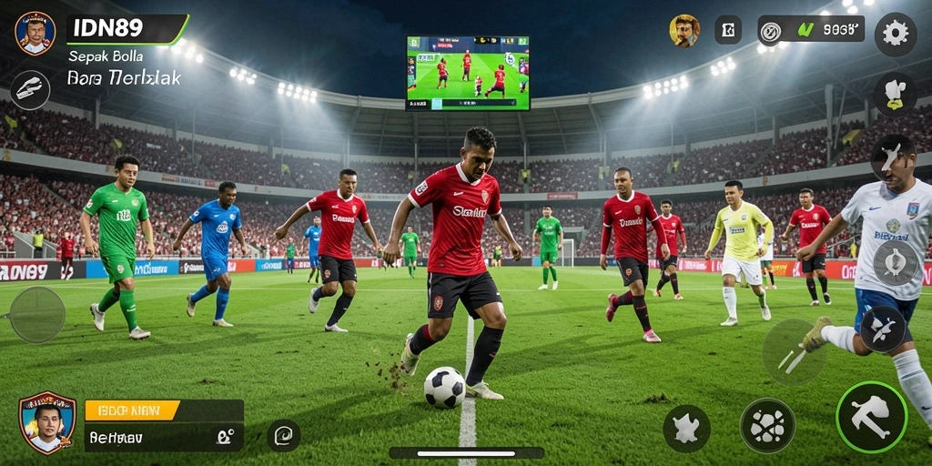Screenshot IDN89 yang menampilkan aksi mendebarkan di lapangan sepak bola.
