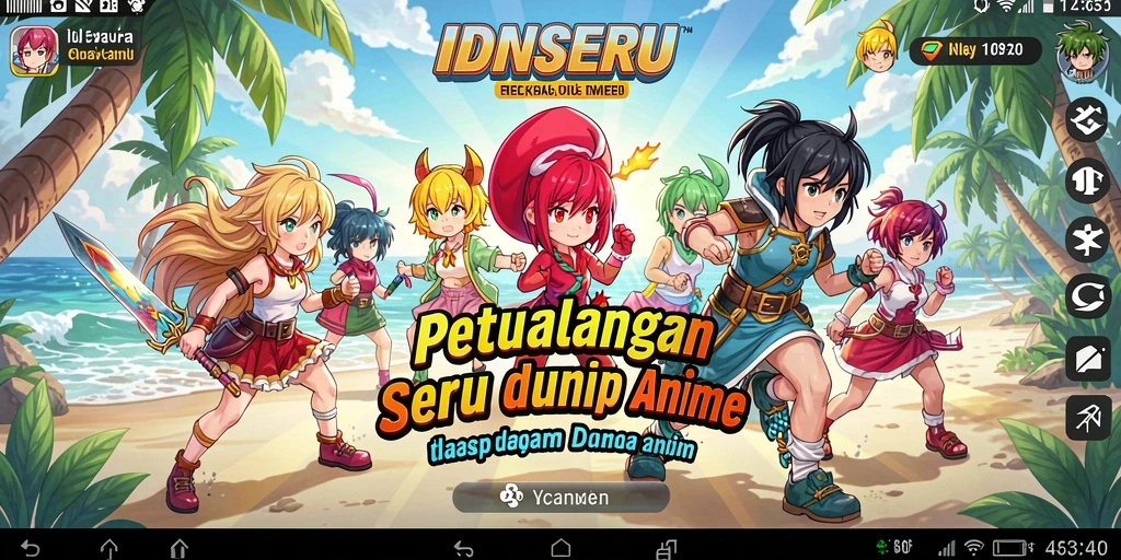 Tampilan screenshot utama IDNSERU dengan karakter anime yang menarik dan gameplay seru.