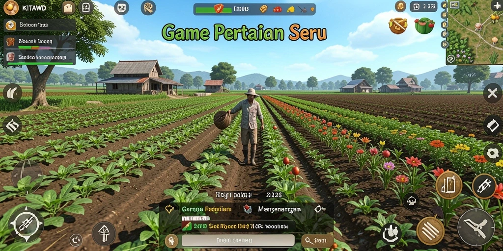 Screenshot menampilkan gameplay seru di ladang pertanian KITAWD.