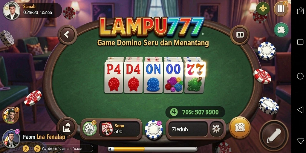 Screenshot gameplay LAMPU777 menampilkan pemain bersaing dalam permainan domino.