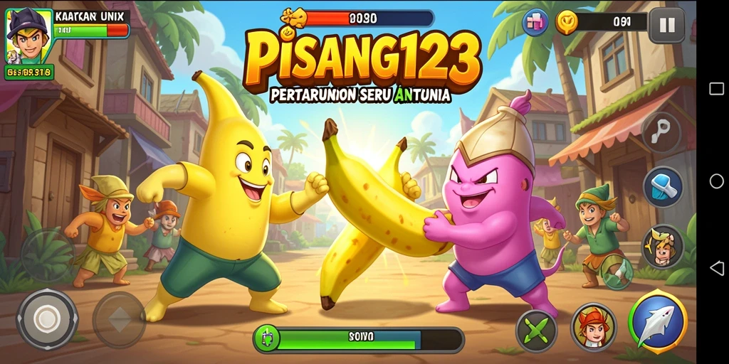 Screenshot PISANG123 menampilkan aksi pertarungan yang intens.