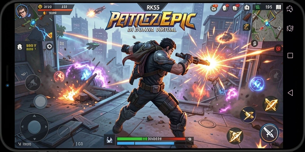 Tampilan gameplay RK55 yang mendebarkan dan penuh aksi.