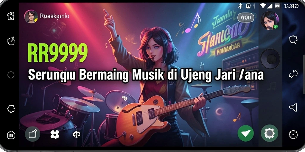 Screenshot gameplay RR999 dengan aksi bermain musik yang seru.
