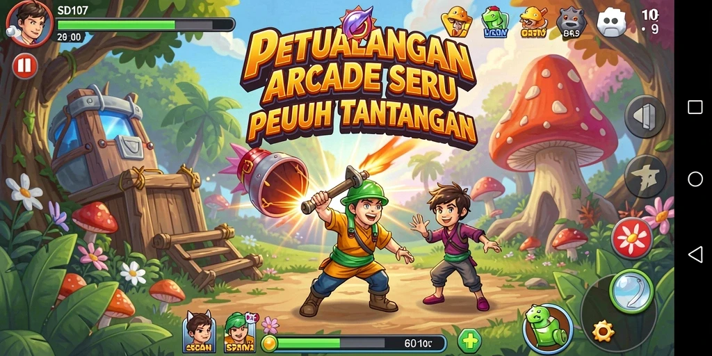 Tampilan menawan dari gameplay olahraga arcade yang seru.