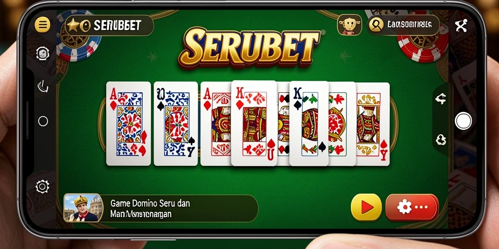 Tampilan gameplay seru dari aplikasi SERUBET yang menampilkan permainan Domino.