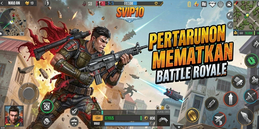 Gameplay intens SVIP10 dalam pertempuran Battle Royale.