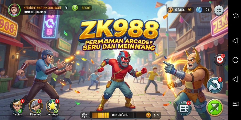 Screenshot ZK988 menunjukkan gameplay arcade yang seru dan menegangkan.